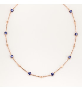 Toplu Kolye Roz Gümüş Kolye Nazar Boncuklu Kolye Uc-563 (Rose)