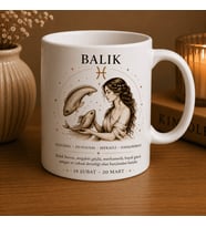 Balık Burcu Baskılı Beyaz Kupa Bardak  Astroloji Temalı Seramik Kahve Kupası  Şık Burç Tasarım Hediye