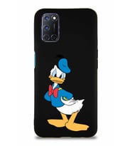 Oppo A52 Soft Premier Kapak Donald Duck-D Tasarımlı Silikon Kılıf - Siyah (Şeffaf)