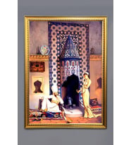 Kahve Ocağı Desenli Dijital Baskılı Kadife Kumaş Çerçeveli Tablo TBL0065 (Çok Renkli)