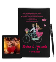 Sevgililer Gününe Özel Siyah Defter Kalem & Instagram Çerçeve Hediye Seti 10