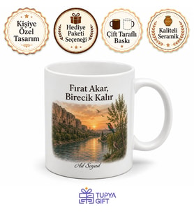 Birecik Fırat Nehri Doğa Temalı Urfa Hatırası Kupa Bardak Hediye