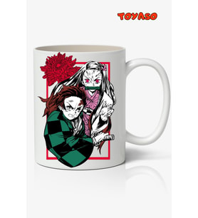 Demon Slayer Nezuko Kamado & Tanjiro Kamado Anime Temalı Beyaz Kupa Bardak Sevgiliye Arkadaşa Hediye