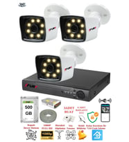 FURY 3 Kameralı 5mp Lens 1080p 2mp ColorGörüntü 8 Warm Led Gece Görüş FullHd Güvenlik Kamera 5525W 500GB