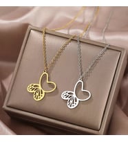 Kişiye Özel 925 Ayar Gümüş Kelebek Kolye (Gold)
