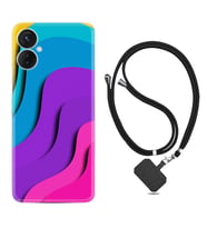Tecno Spark 9T Kılıf Silikon Boyun Askılı İpli Desenli Silikon Renk Cümbüşü 1631