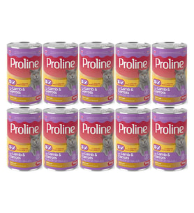 Proline Kuzu Etli ve Havuçlu Pate Et Parçalı Kedi Konservesi 395 Gr*10 Adet (Kahverengi)
