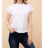 Sıfır Yaka Kısa Kollu Cotton T-shirt (Beyaz)