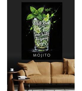 Soğuk Taze Mojito İçeceği Afişi Dekoratif Kanvas - Mdf Ahşap Tablo