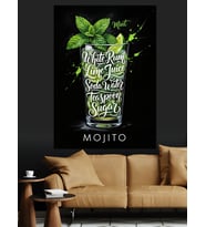 Soğuk Taze Mojito İçeceği Afişi Dekoratif Kanvas - Mdf Ahşap Tablo