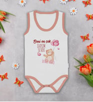 BK Kids Kişiye Özel İsimli Pembe Biyeli Askılı Sıfır Kol Bebek Body Zıbın-5, Yeni Doğan Bebek Hediyesi