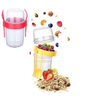 Çift Hazneli - Çatal Kaşıklı Portatif Müsli -atıştırmalık Kabı 800 Ml