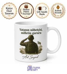 Asker Selamı Temalı Baskılı Kupa Bardak Askerlik Hediye Porselen Mug
