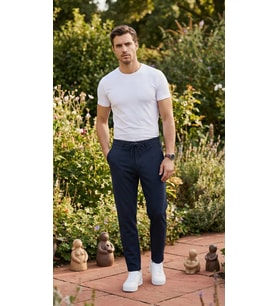 Lacivert ipli Kolay Ütülenebilir Easy Iron Jogger Erkek Pantolon