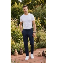 Lacivert ipli Kolay Ütülenebilir Easy Iron Jogger Erkek Pantolon