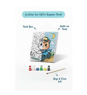 Sevimli Yarışçı Boyama Tuvali – Şövalesiz Boya Seti 20x20