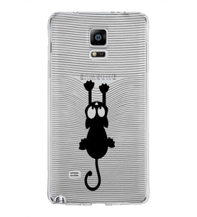 Samsung Galaxy Note 4 Kapak Mandala Kedi Tasarımlı Şeffaf Silikon Kılıf