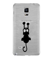 Samsung Galaxy Note 4 Kapak Mandala Kedi Tasarımlı Şeffaf Silikon Kılıf