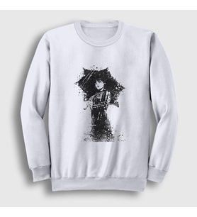 Presmono Unisex Beyaz Umbrella Wednesday Addams Family Addams Ailesi Sweatshirt 366338tt
