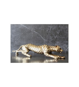 Şık Leopar Desenli Altın Renkli Dekoratif Biblo 45x10cm