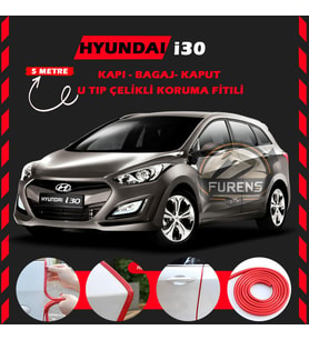 Hyundai İ30 Oto Araç Kapı Koruma Fitili 5metre Parlak Kırmızı Renk