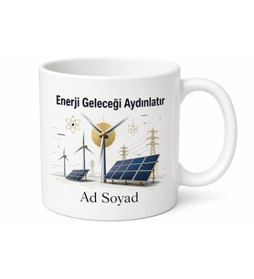 Enerji Sektörü Yenilenebilir Kaynaklar Rüzgar Güneş Paneli Temalı Baskılı Porselen Kupa Hediye