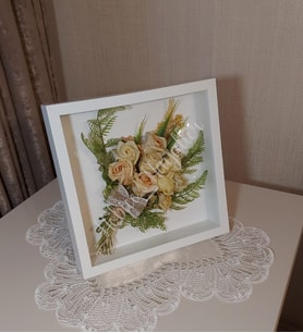 25x25 cm Verda Hediyelik Anı Çerçevesi-Özel Gün Çiçeklerinizi Kendiniz Tasarlayın!-Beyaz Derin Çerçeve-Hediyelik Çiçekler İçin!