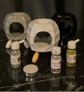 Buhurdanlık Seramik Ahşap Ayaklı & Buhur Koku Mum Set