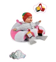 Oyuncaklı Bebek Oturma Destek Minderi - Devrilmez Bebek Koltuğu - Büyük Bebek Oturağı 7 (Beyaz-Pembe)