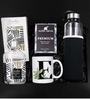 Kişiye Özel Harf Kupa & Alerya Premium Filtre Kahve & Özel Kılıflı 500Ml Su Matarası & Pomellos Kolonya Hediye Seti