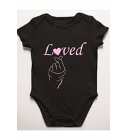 Loved Japonca Aşk Baskılı Siyah Bebek Body Zıbın