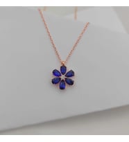 Gümüş Kolye Çiçek Model Taşlı 925 Ayar