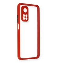 Pilelistore   Xiaomi Mi 10T Pro Kılıf Miami Şeffaf Silikon - Kırmızı