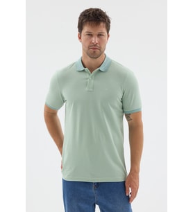 Yeşil Polo Yaka Pike Kısa Kol Slim Fit %100 Pamuk Tişört 1011260171