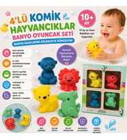 4'lü Komik Hayvancıklar Banyo Oyuncak Seti Yumuşak Suda Yüzen Sevimli Hayvan Figürleri