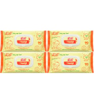 Fibril Islak Havlu Mendil 90 Yaprak Bebek Plastik Kapaklı (4 Lü Set) 360 Yaprak