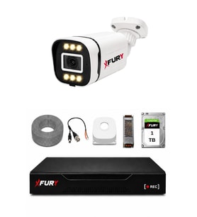 FURY 1 Kameralı 5MP Lens 1080P 6 Warm LED Renkli Gece Görüşlü Güvenlik Kamera Sistemi 1TB 1606