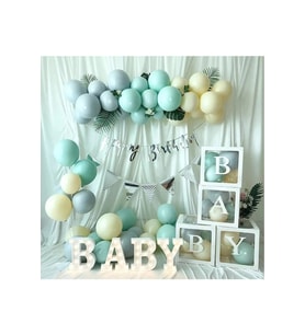 30 Adet Balonlu Babby Şeffaf Kutulu Balon Standlı Balon Konsept Doğum Günü Parti Set Süsü