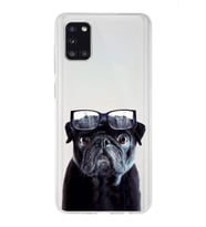 PrintiFy Samsung Galaxy A31 ile Uyumlu 1mm Slim Fit Köpek 3 050f Baskılı Şeffaf  Kılıf