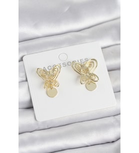 Füsun Küpesi Model Gold Renk Kelebek Model Pirinç Kadın Küpe 5886 - HPSBYI9786-1265