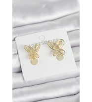 Füsun Küpesi Model Gold Renk Kelebek Model Pirinç Kadın Küpe 5886 - HPSBYI9786-1265