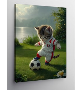 Kanvas Tablo Futbol Oynayan Yavru Kedi