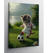 Kanvas Tablo Futbol Oynayan Yavru Kedi