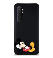 Xiaomi Mi Note 10 Lite Soft Premier Kapak Mickey Mouse-F Tasarımlı Silikon Kılıf - Siyah (Şeffaf)