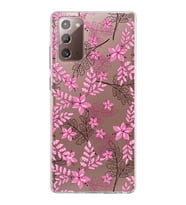 Samsung Galaxy Note 20 Kapak Floral Pembe Tasarımlı Şeffaf Silikon Kılıf