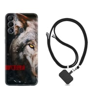 Tecno Pova Neo Kılıf Silikon Boyun Askılı İpli Desenli Silikon Wolf Eyes 1758