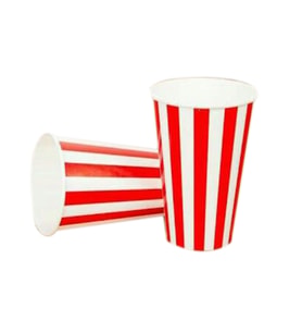 Karton Bardak  12 Oz Kırmızı Beyaz Çizgi Desenli (50 Adet)