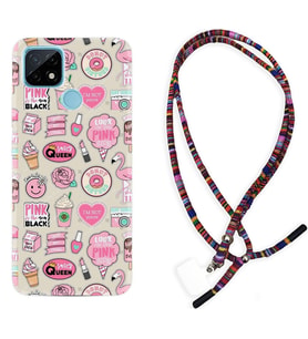 Realme C11 C21 C21Y C25Y C11 2021 Kılıf Boyun Asklı Rasta Silikon Donut Flamingo 1415