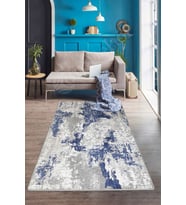 Dijidekor Halı Lacivert Cool Yıkanabilir Saçaksız Delüxe Kesme Yolluk Kilim Salon Halısı Modeli