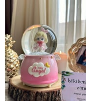 Kişiselleştirilmiş Anneler Gününe Özel Mega Boy Melek Kar Küresi Otomatik Kar Püskürtmeli Işıklı Müzikli Küre